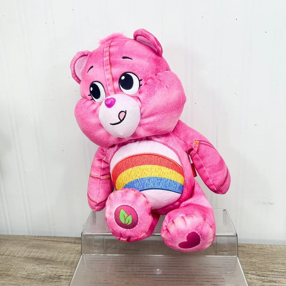 Care Bears Cheer Bear Pink Denim Look Plush Unlock the Magic 11 Inch Basic Fun